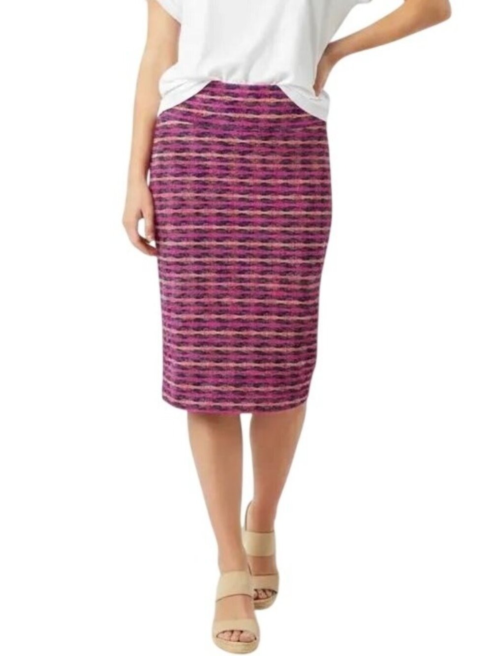 LULAROE Cassie Simply Comfortable Striped Pencil Pull On Skirt Women's Small
